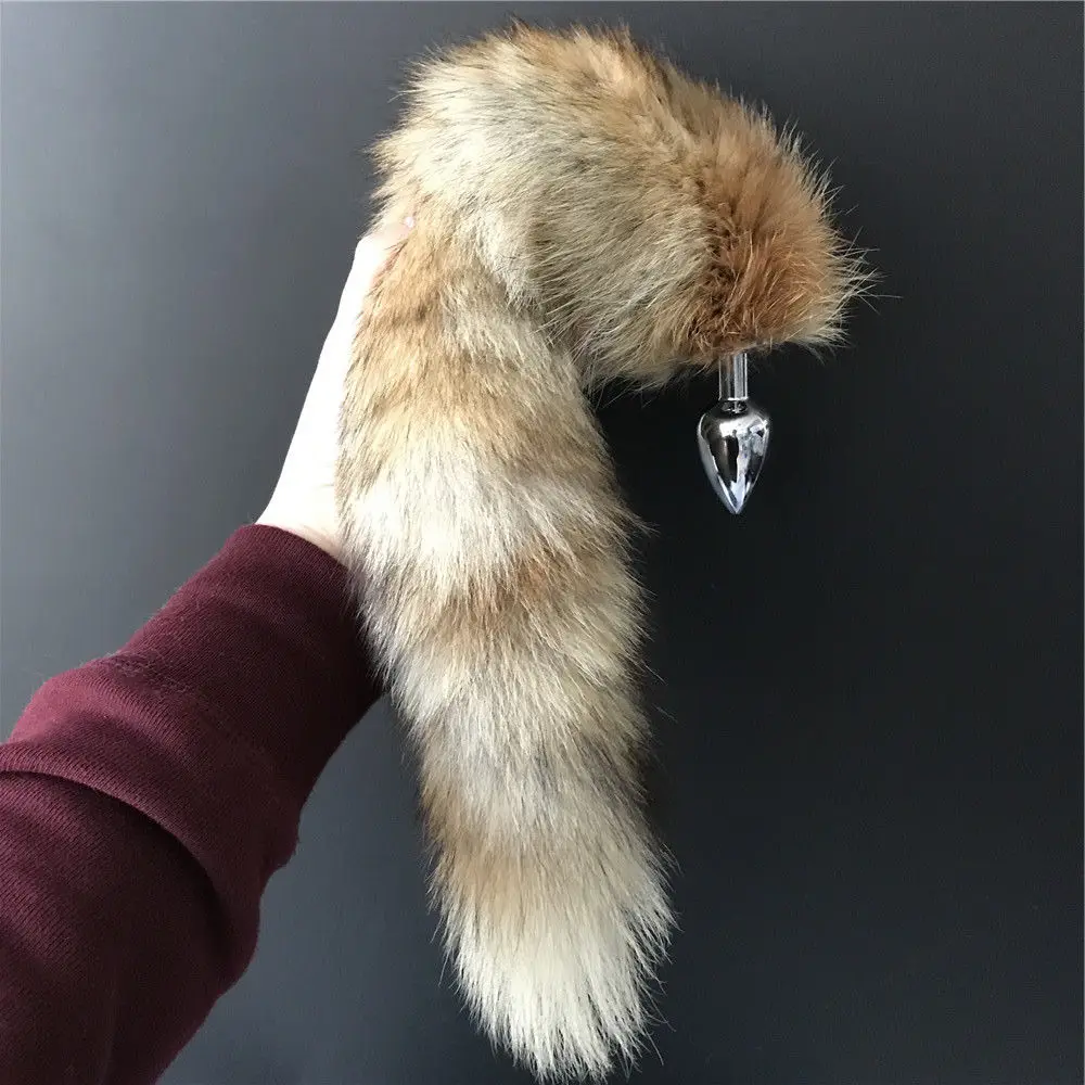 Tail w M size plug Magicfur-меховой хвост W 8 размеров штекер настоящая трава Лисий Мех Хвост w штекер Забавный Косплей инструмент Аксессуары - Цвет: Tail w M size plug