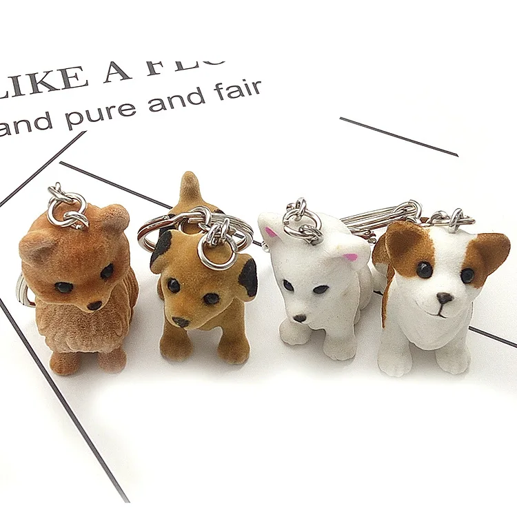 ПВХ собака брелок милый для ключей женщин 3D с изображением щенка креативная
