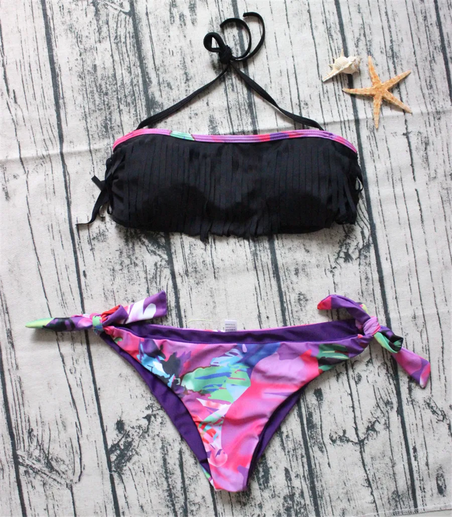 Женский купальник пуш ап купальный костюм с кистями и принтом сексуальный