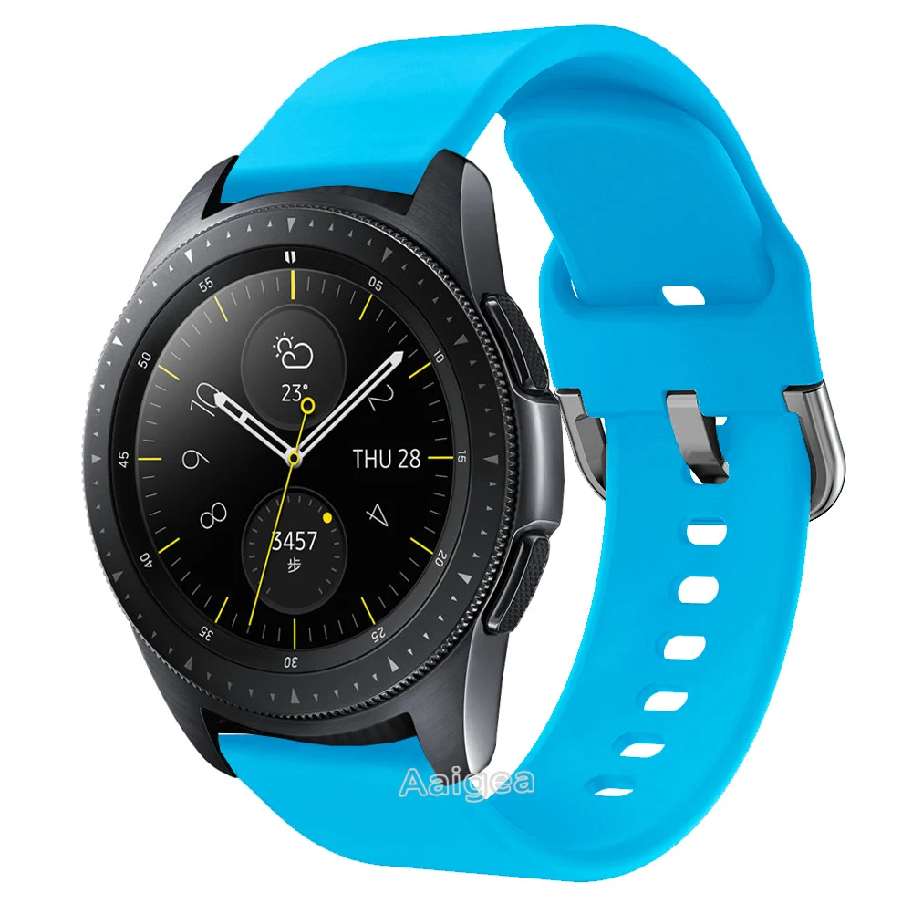 Синий Цветной мягкий силиконовый ремешок для часов для samsung Galaxy Watch 42 мм сменный спортивный браслет 20 мм ремешок на запястье унисекс - Цвет ремешка: Синий