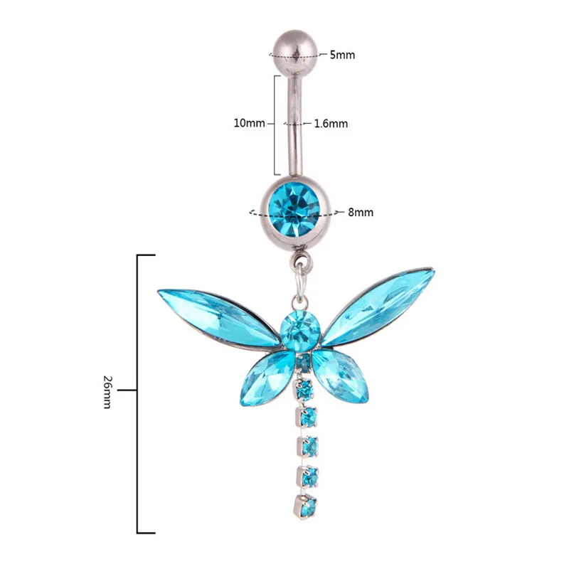 Хирургическая сталь милые животные бабочка болтаются пупка кольца двойной