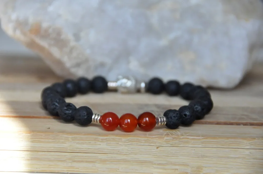 SN0229 корень чакра мужской браслет Лава рок с сердоликом Будда буддистская молитва