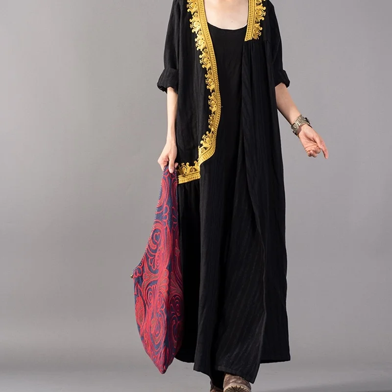 Китайская туника кимоно кардиган Женский хлопковый льняной Традиционный