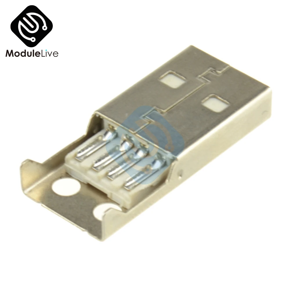 10 шт. штекеры USB 2.0 Type A 4 штырька Штекерный разъем с черной пластиковой