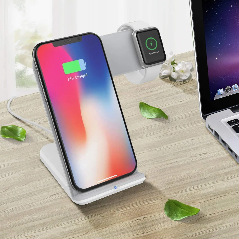 Qi Беспроводной Зарядное устройство для наручных часов Apple Watch 4 3 2 iPhone 8 Plus X Xs Max XR