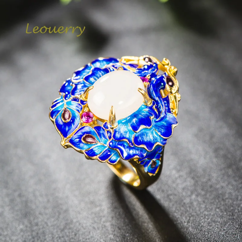 Leouerry 925 пробы серебряная золотистая оригинальная розетка с синей эмалью для