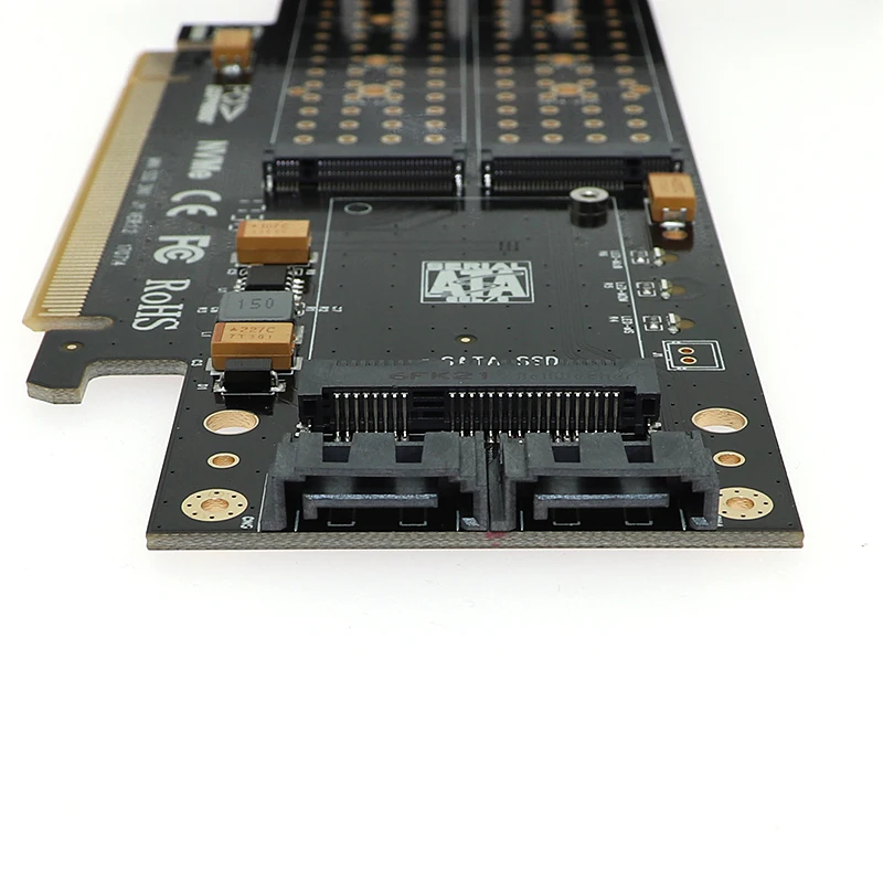 Адаптер PCI-E 3,0X16 на M.2 SSD PCIE на M2 Raiser M Key B Key mSATA 2x7 Pin SATA порт NVME M2 SSD AHCI mSATA 3 в 1 Riser Card