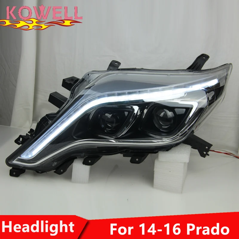 

KOWELL Car Styling 2014-2015 For toyota prado xenon headlights car styling bi xenon lens for prado LED DRL head lamps xenon H7 l