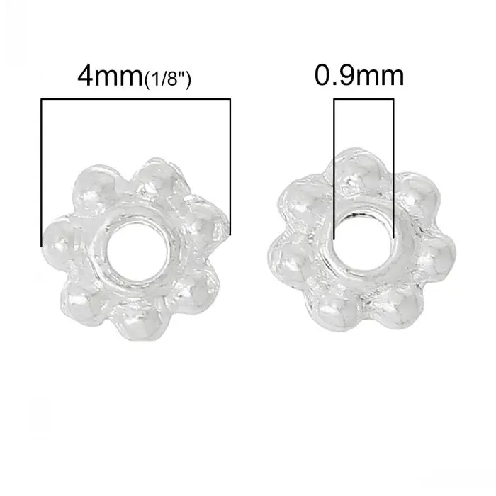 DoreenBeads розница вставка бусины в виде цветка серебряного цвета около 4 мм x