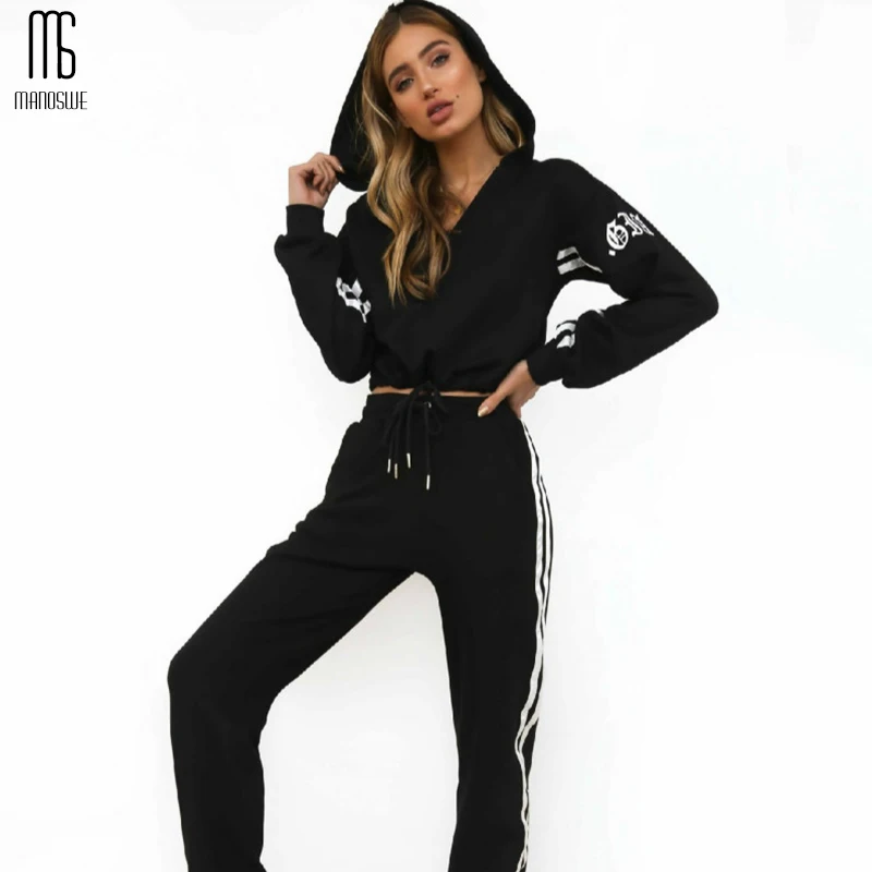 Женский спортивный костюм сексуальный укороченный топ + галстуки штаны черные