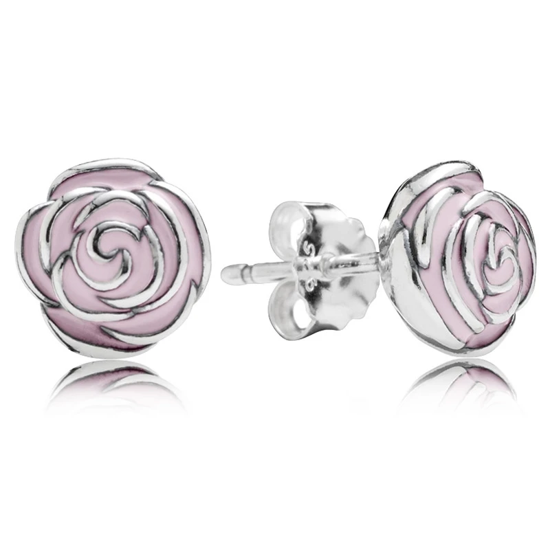 New Arrival 925 Sterling Silver Mothers Day Pink Enamel Studs Earrings top fashion jewelry High quality | Украшения и аксессуары