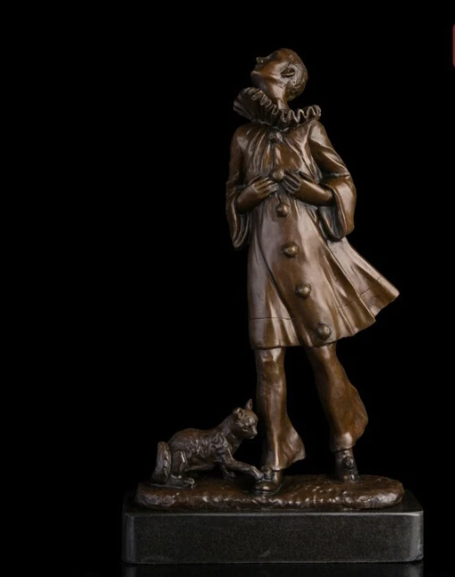 13 абстрактная скульптура бронзовая медная мраморная основа поэта и статуя кота