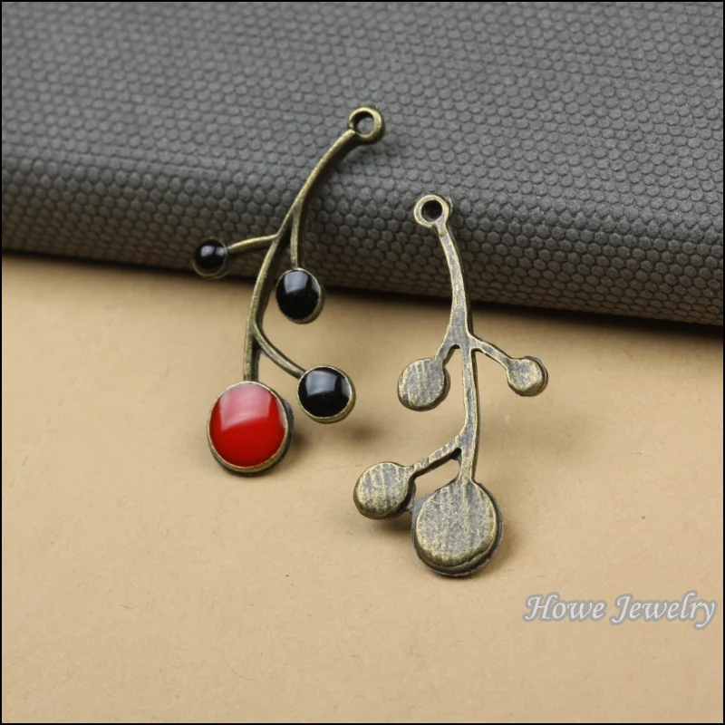 Эмалированный браслет 5 шт. качественный античный бронзовая ложка вишня подвеска