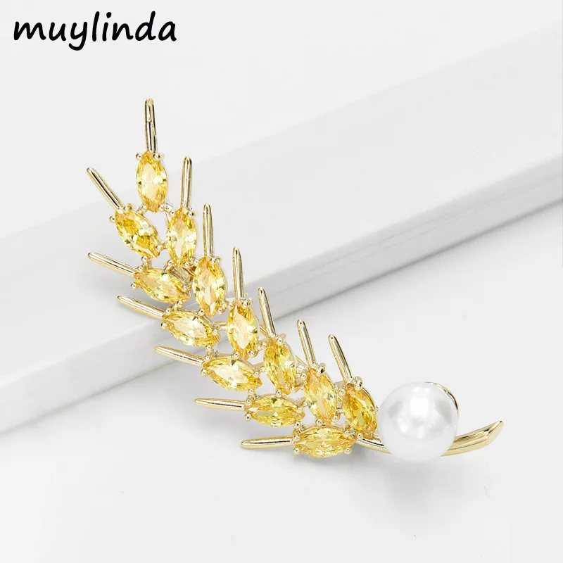 Muylinda, Элегантная Брошь с цирконием, пшеница, роскошная женская брошь, булавка, ювелирное изделие, Красивое ухо пшеницы, брошь, подарок для женщин