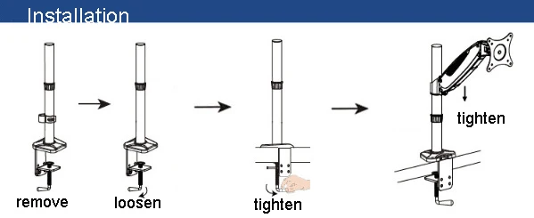 Алюминиевая газовая пружина 360 градусов держатель для монитора 15-27 дюймов