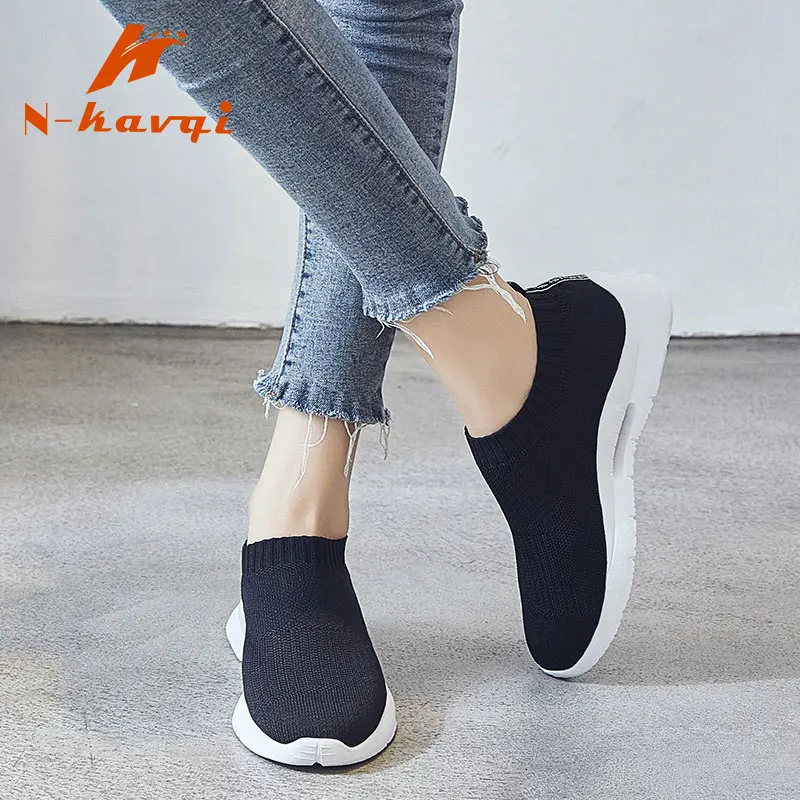 NKAVQI/летние женские вязаные кроссовки Женские Дышащие носки эластичная женская