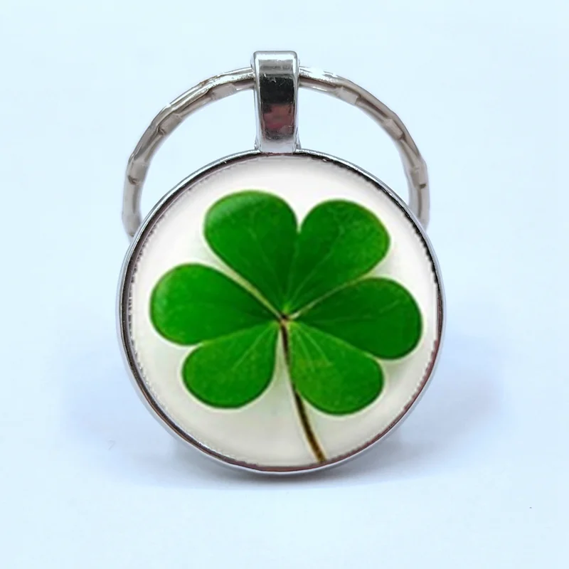 Брелок для ключей Lucky Clover Shamrock Серебряное Стекло ручной работы|Брелоки| |