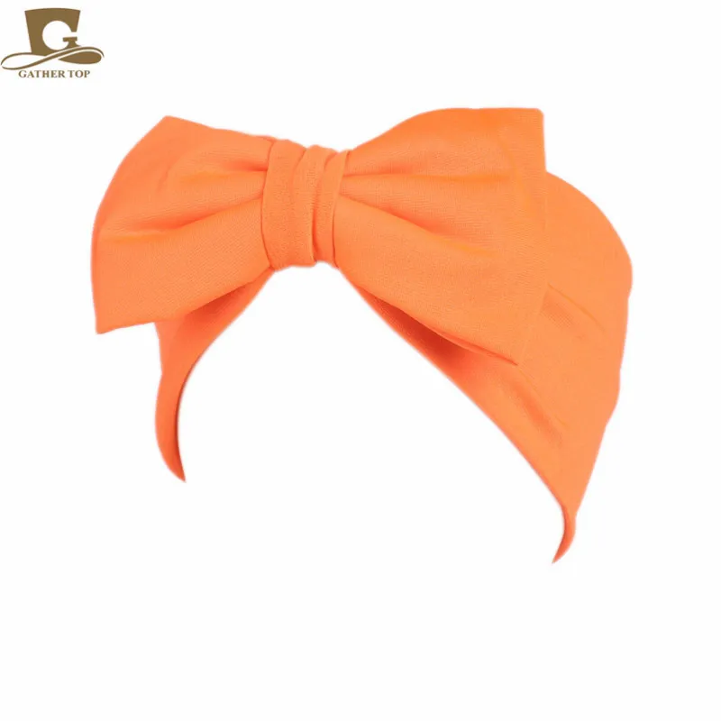 Neon orange Новая мода Неоновый Цвет бант повязка для волос женская стирка макияж Повязки Тюрбан девушки аксессуары для волос - Цвет: Neon orange