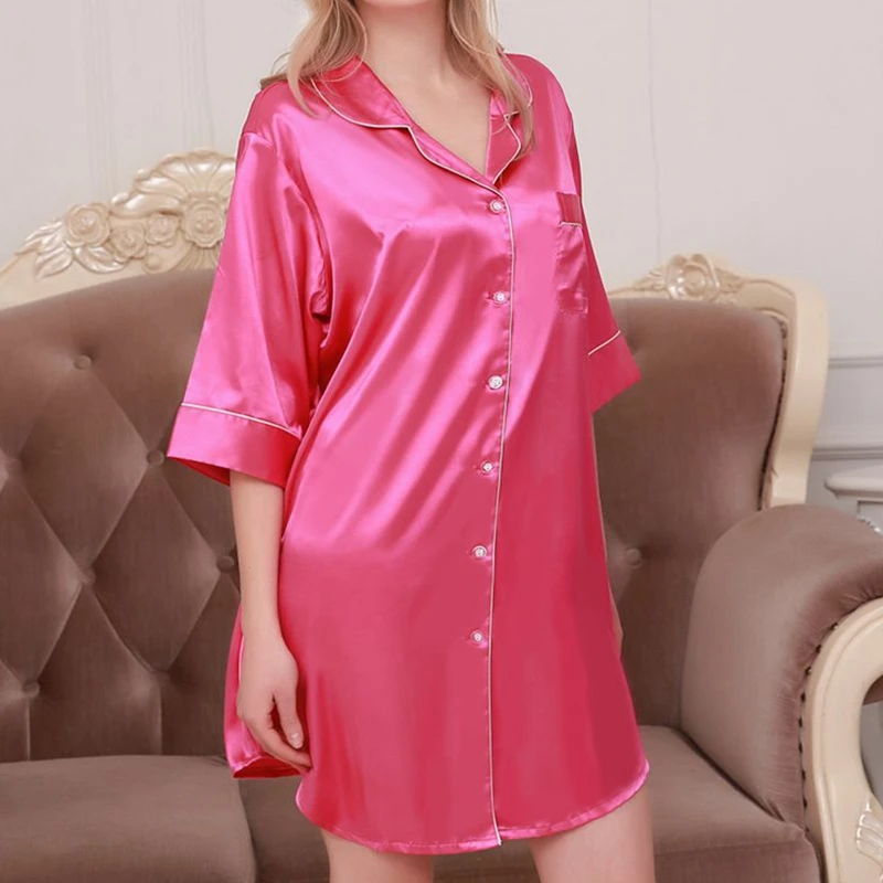 Smmoloa Европейский стиль ночная рубашка пижама атласный шелк Pymaja|silk satin sleepwear|silk