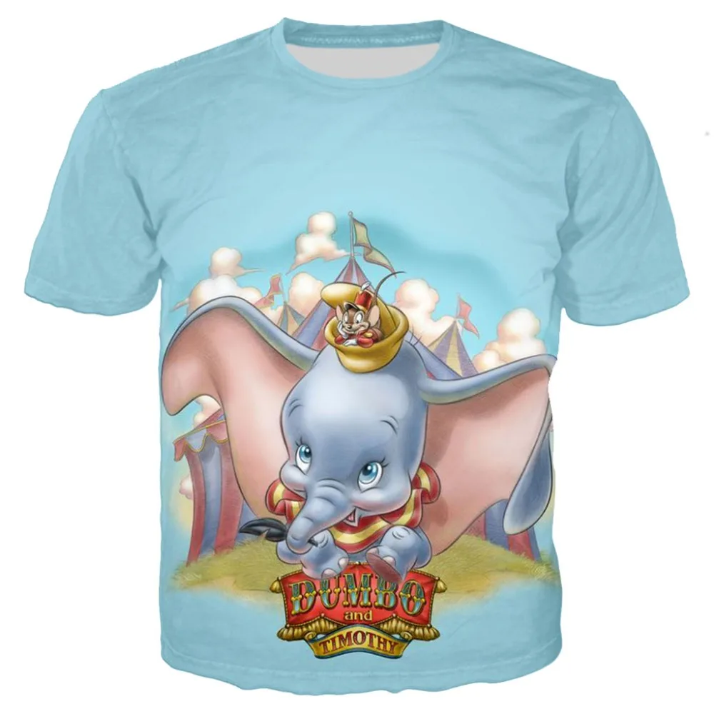 Детская футболка Dumbo 3D футболка Новая модная футболка для мальчиков Одежда для подростков Милая рубашка с изображением слонов Для девочек летняя одежда для мальчиков