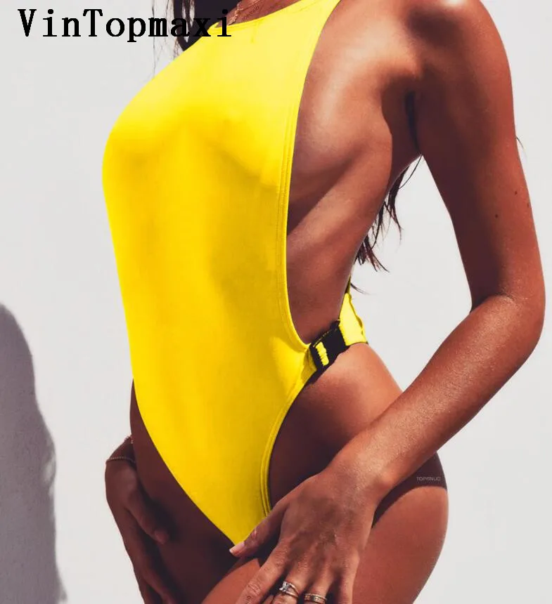 2018 высокая нога Женский трикини с пряжкой купальный костюм сексуальный