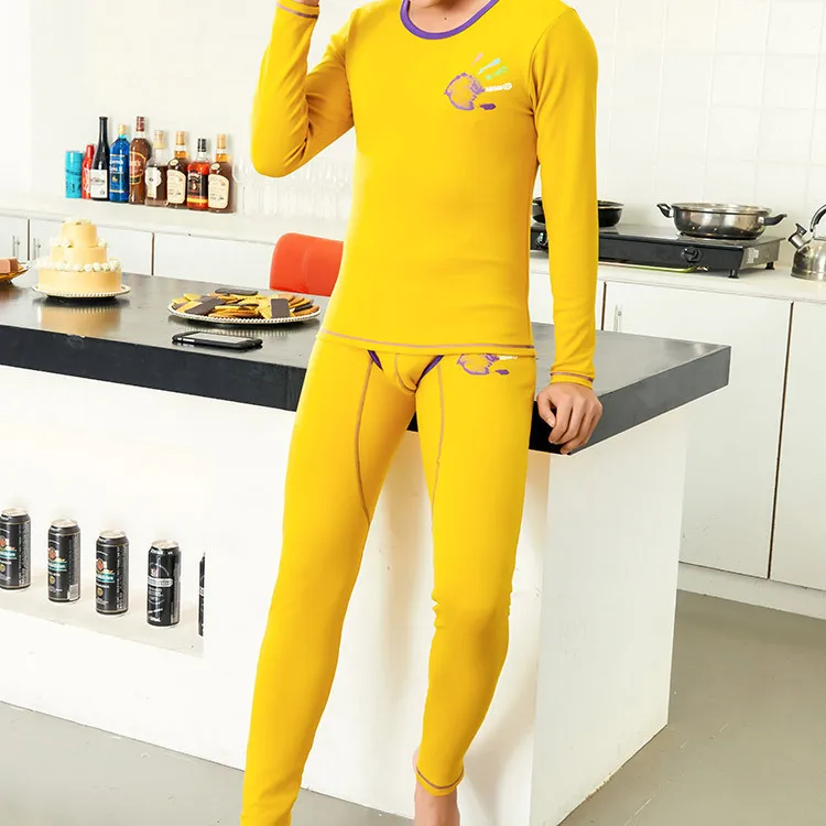 Мужские хлопковые термонаборы в клетку с низкой талией и принтом | Мужская одежда