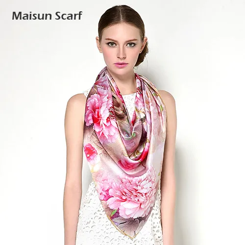 2018 элегантный цветок Стиль шелк тутового шелкопряда Для женщин 110x110 см платок