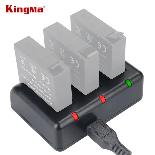 Kingma для Xiaomi yi 4k аккумулятор 3 шт. и 3-канальный USB зарядное устройство для Xiaomi YI 2 4K YI 4K PLUS Yi Lite Экшн-камера