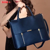 2021 new womens briefcase female 14 inch laptop portable handbag large capacity shoulder bag business leather crossbody bags