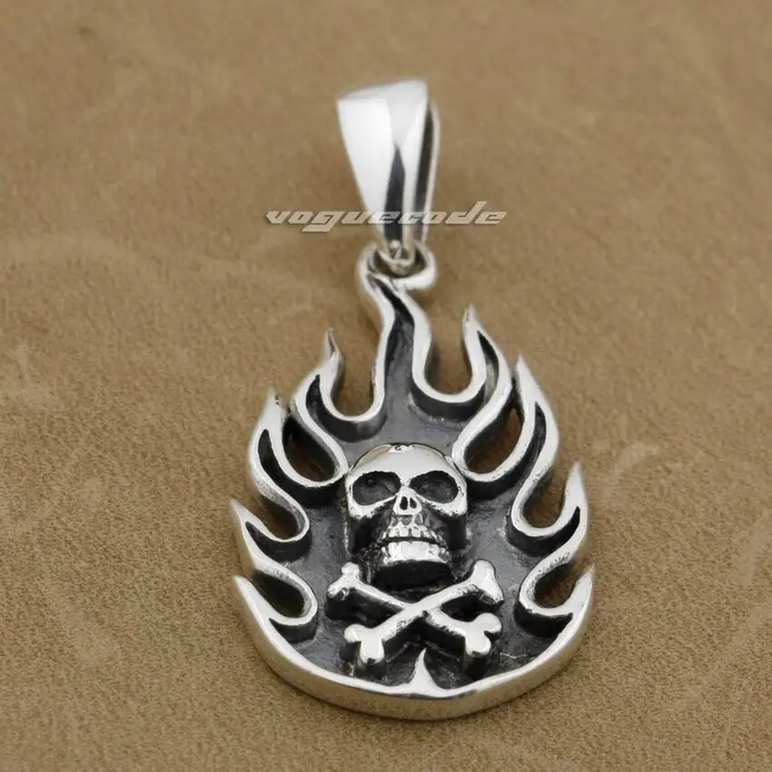 Мужская подвеска в стиле панк LINSION серебряная виде черепа Байкерская 9E016|pendant