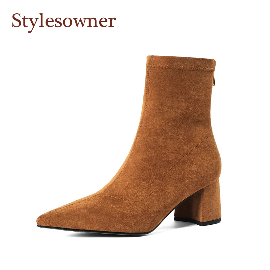 Модные замшевые ботинки Цвет ЖЕЛТЫЙ карамельный черный Ботинки Челси на высоком