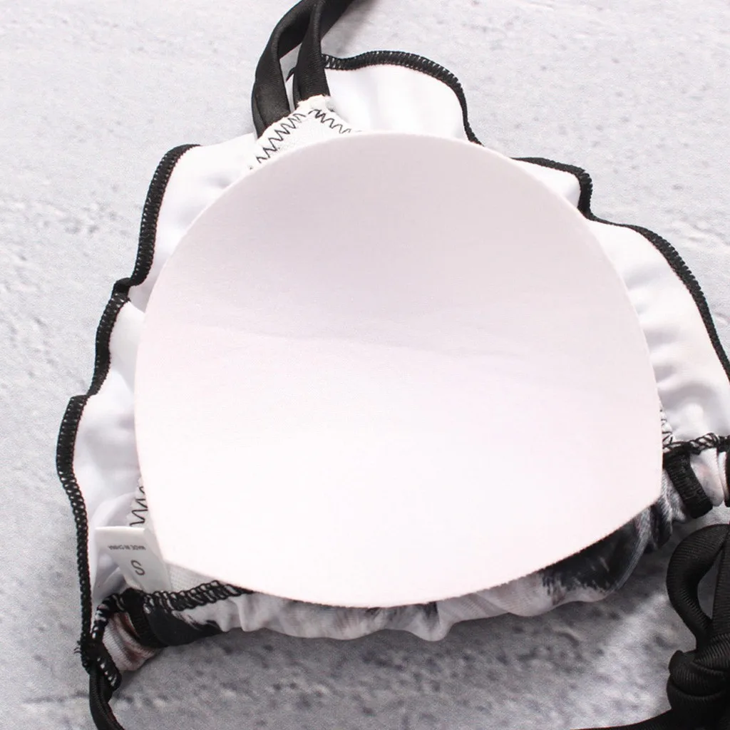 Сексуальные бикини женский купальник Холтер Купальники оборки с v-образным