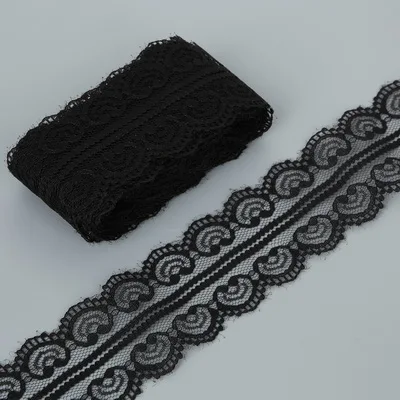 Black Кружевная лента 4,5 см кружевная отделка ткань деревенское свадебное украшение ручной работы вышитая швейная одежда платье DIY материал - Цвет: Black