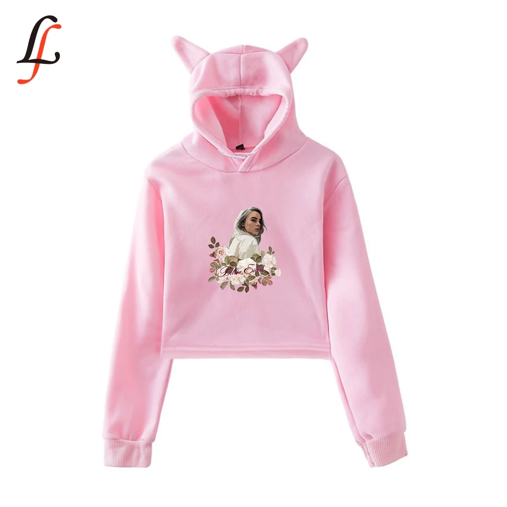 Женские толстовки с капюшоном Billie Eilish короткий кошачий Топ в стиле Харадзюку С