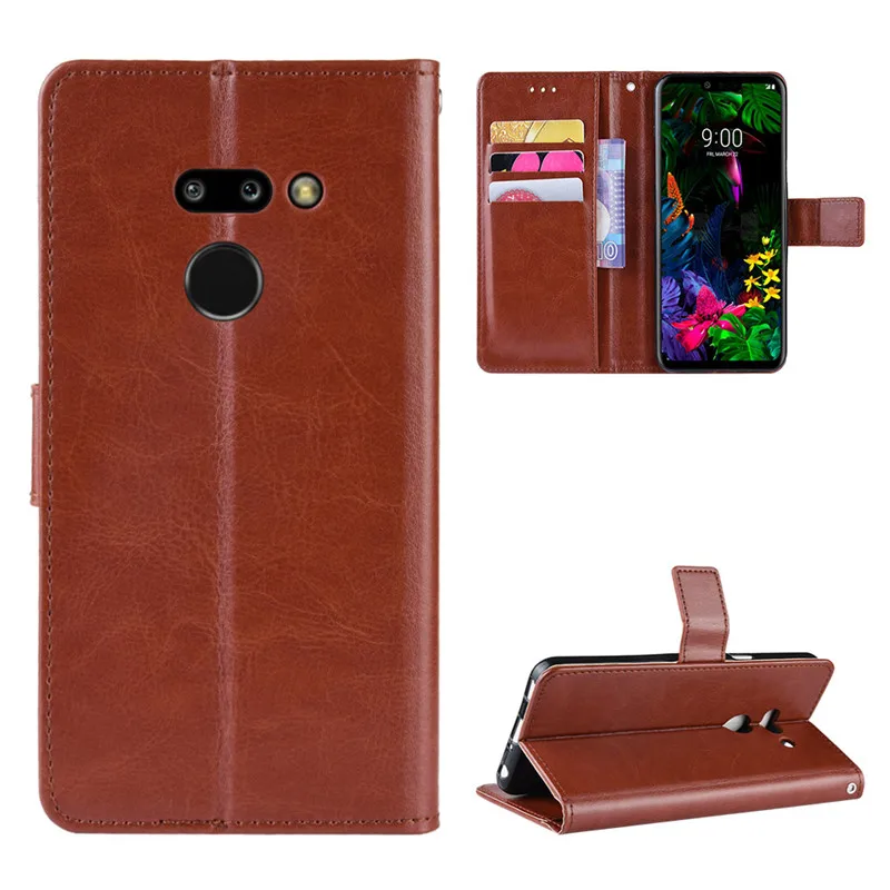 Для LG G8 ThinQ случае Роскошные кожаные флип чехол для телефона с функцией подставки