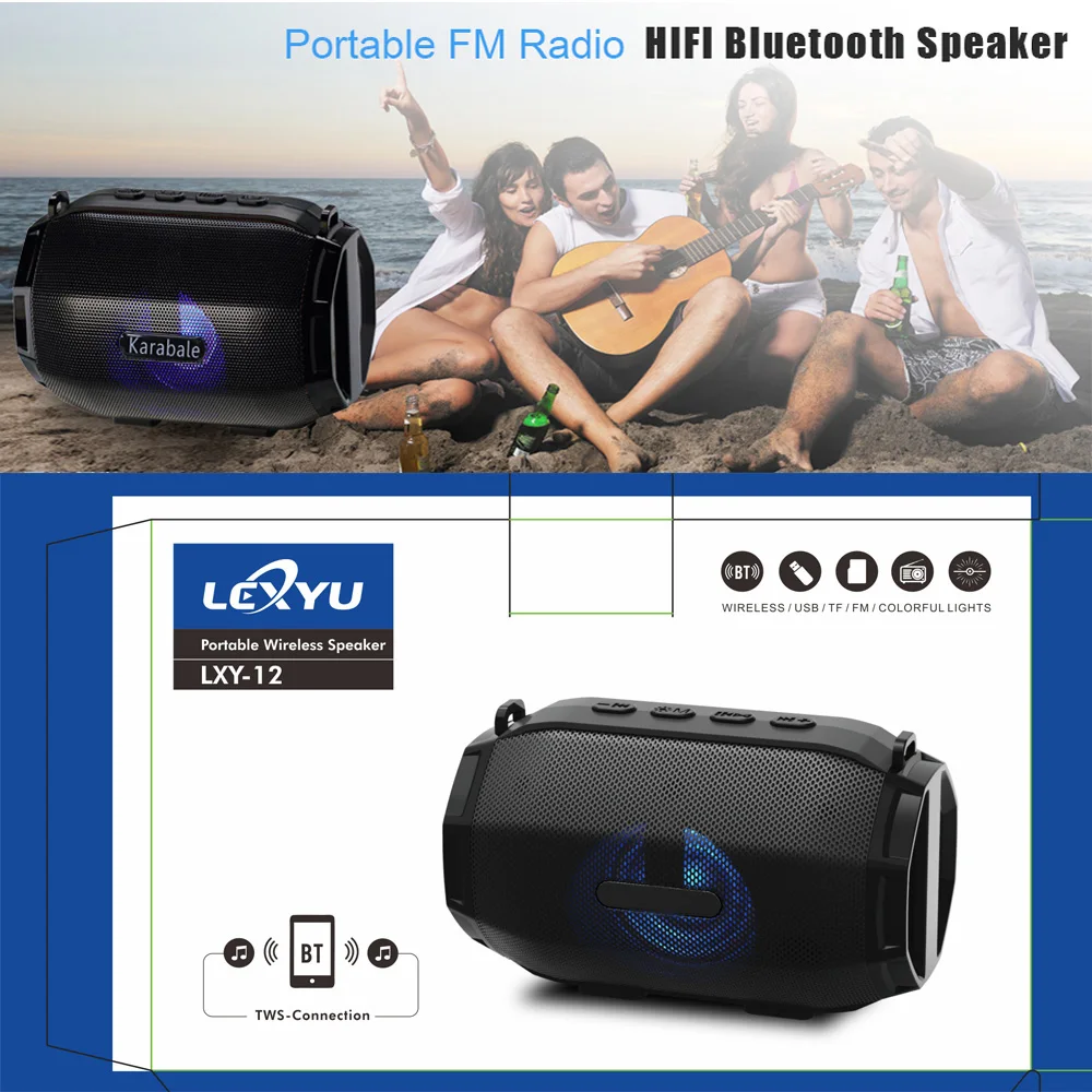 Портативный мини динамик Karabale Bluetooth супер бас беспроводной настольный громкая