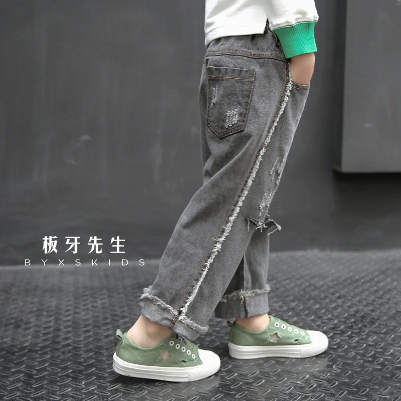 SexeMara/брюки для мальчиков Новинка 2017 года сезон осень джинсы в Корейском стиле