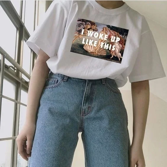PUDO-JF 1 шт. черный белый розовый цвет I Woke Up Like This Art Hipster Для мужчин женщин унисекс