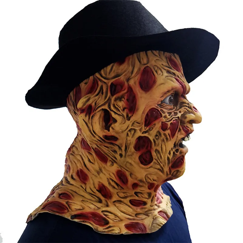 Латексная Маска Freddy Krueger страшный костюм для взрослых на Хэллоуин тема зомби