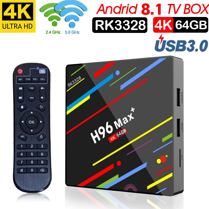 2018 H96 MAX Plus caja de TV inteligente Android 8 1 TVBox 4 Гб ОЗУ 32 ГБ/64 ПЗУ Rockchip RK3328 1080 p K H.265