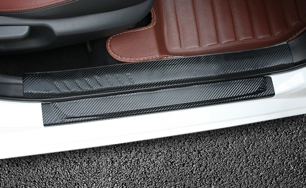 4 шт. Автомобильная дверная пластина из углеродного волокна против царапин