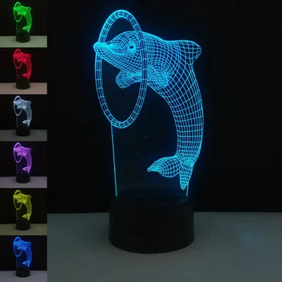No control Dolphin Детские игрушки светится в темноте 3D Визуальный иллюзионный светильник сердце любовь Эйфелева башня лампа для Хэллоуина Рождественский Декор подарки ко дню Святого Валентина - Цвет: No control Dolphin