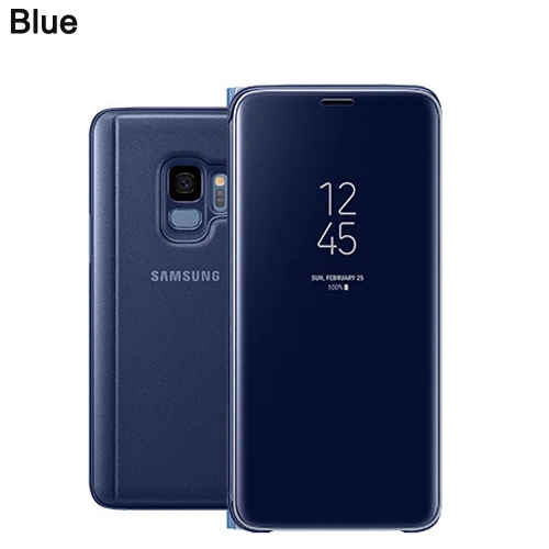 Blue Чехол для samsung Mirro Прозрачный чехол для телефона для samsung GALAXY S9 G9600 S9+ Plus G9650 аутентичный Тонкий флип-чехол - Цвет: Blue