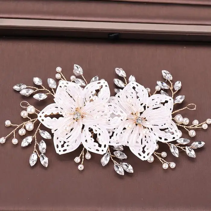 FORSEVEN белый цветок кристалл обруч жемчужный головной убор Tiaras de Noiva Свадебные украшения для волос женские свадебные аксессуары для волос JL