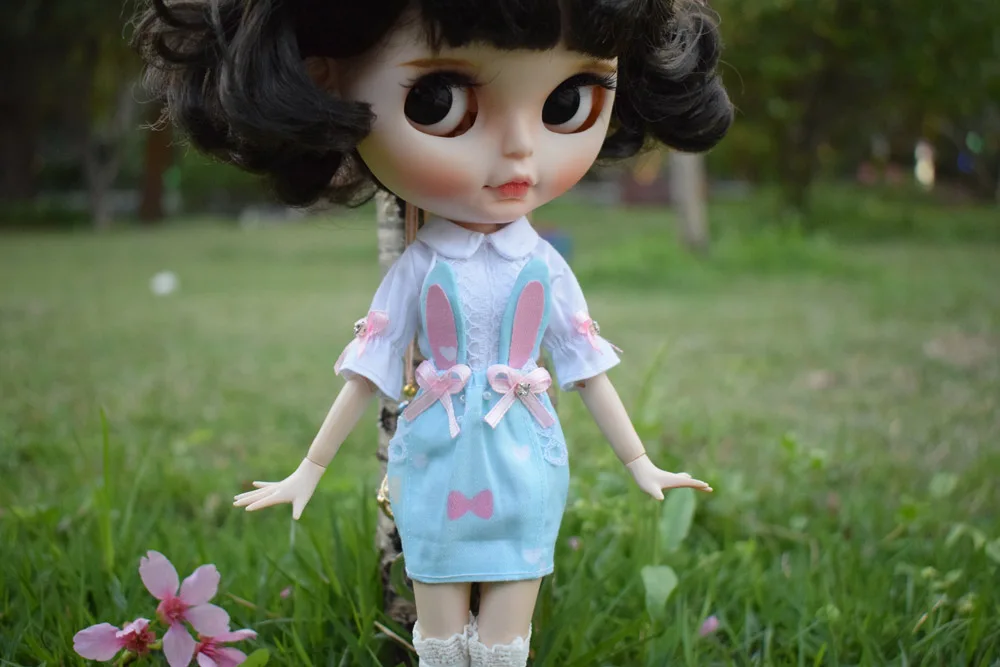 1 комплект, платье с милым кроликом и рубашки, комплект одежды для Blyth Azone 1/6, аксессуары для кукол