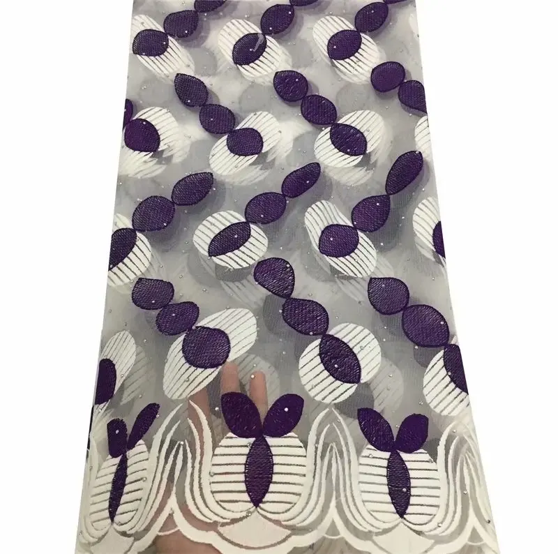 Кружевная ткань в нигерийском стиле 2019 Высококачественная кружевная фиолетовая