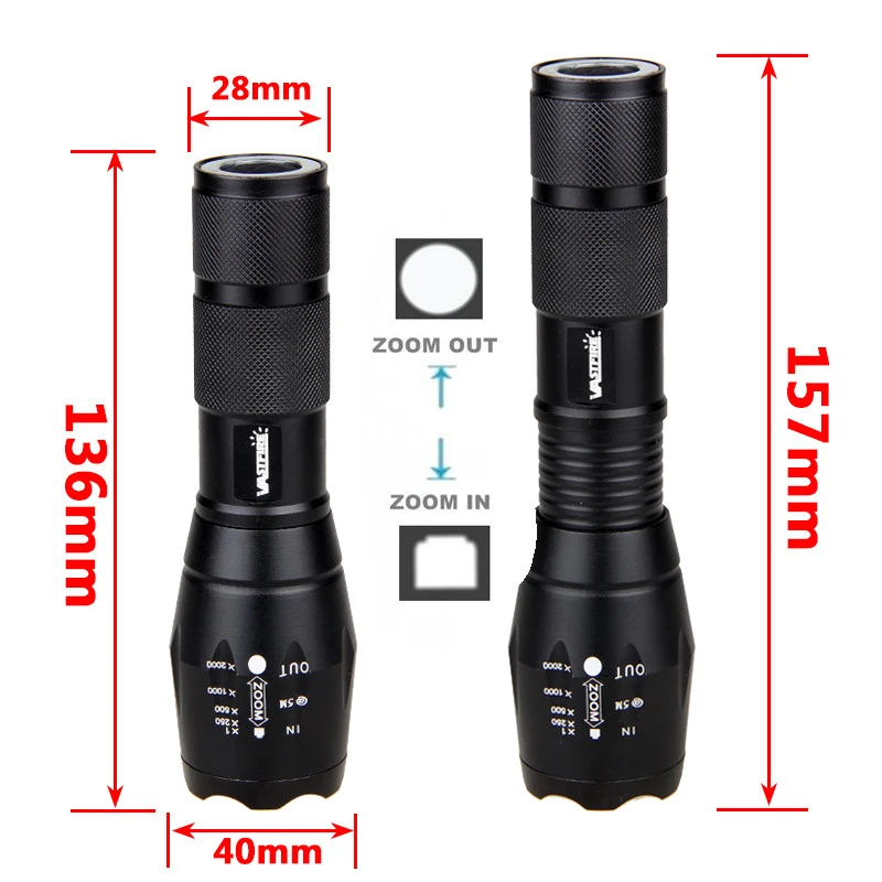 VastFire 3 Light color 350 Lumens Zoomable Focus LED Tactical Flashlight Hunt Torch | Лампы и освещение