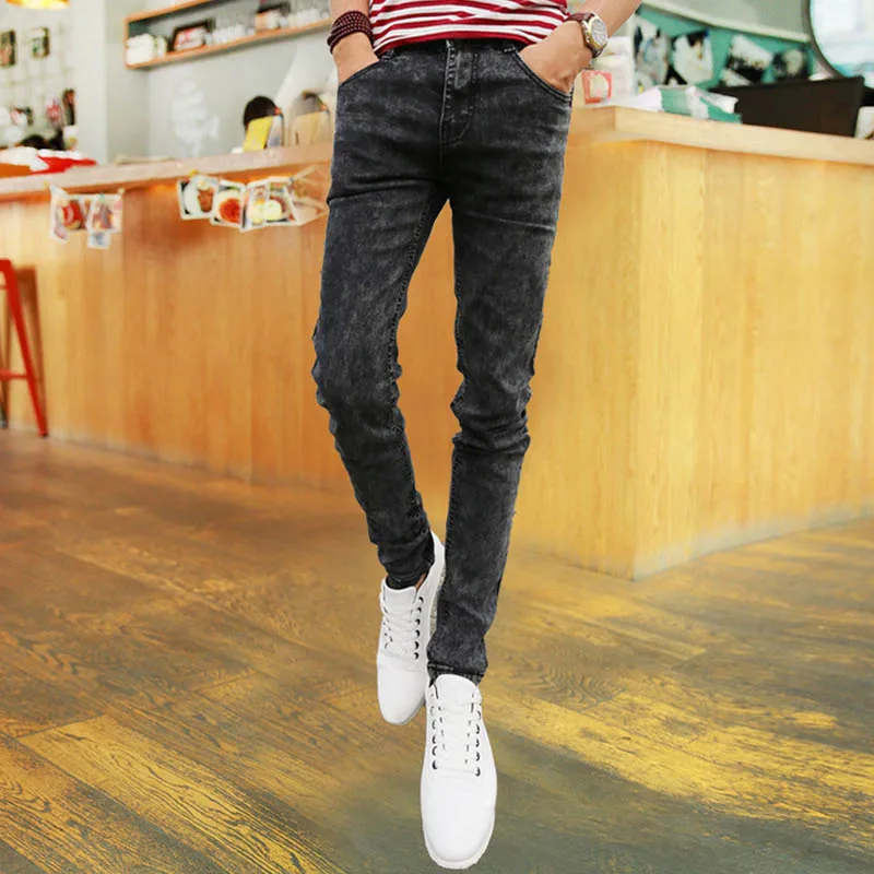 Мужские джинсы в стиле хип-хоп эластичные брюки-карандаш для подростков