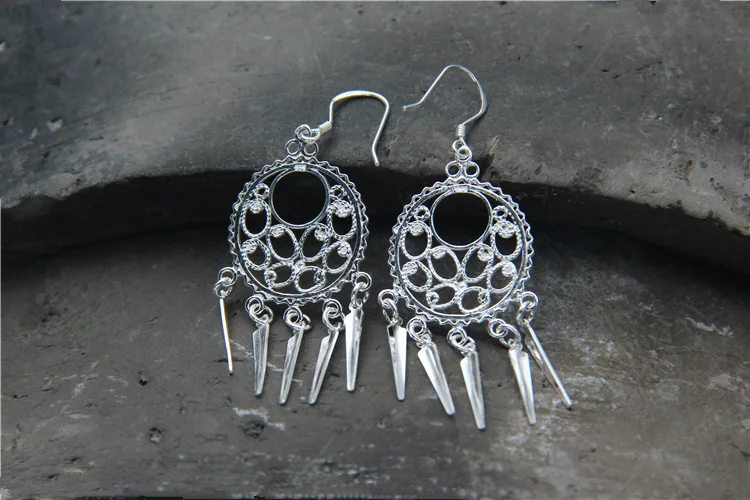 2018 Real New Arrival None Bohemia Retro 100% 925 Sterling Drop Earrings For Women Tassels Hollow Vintage Thai Earring Jewelry | Украшения