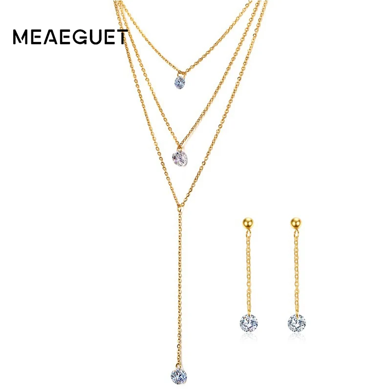 Женские многослойные серьги подвески Meaeguet длинные Ювелирные наборы из